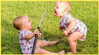 Funny Babies Playing With Water || Baby Outdoor Videos 3