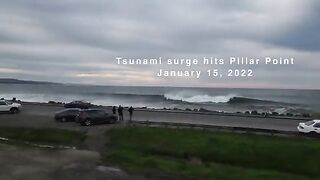 Tsunami from Tonga reaches Pillar Point, California (Live Audio)