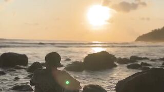 heaving on the beach