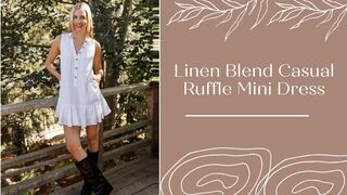 Linen Blend Casual Ruffle Mini Dress