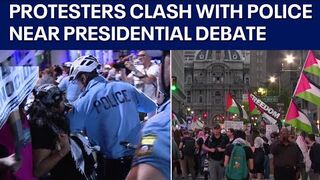 Pro-Palestinian protesters clash with police as presidential debate takes place