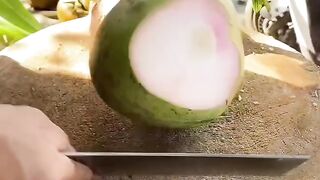 "Tropical Delight: Fresh Coconut Cutting - Unlock the Goodness Within! ????????✂️"