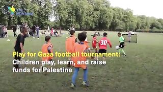 Children gather in London to play football for Palestine