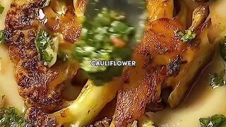 "Sizzling Sensation: Cauliflower Steak + Chimichurri Recipe - Elevate Your Veggie Game! ????????????"