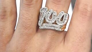 Men's Solid Gold & Natural Baguette Diamond 100 Ring