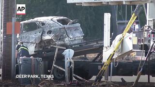 Residents return to damaged homes after Texas pipeline fire.