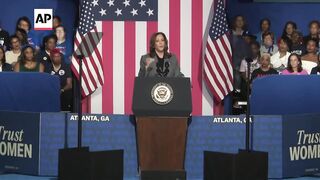 Kamala Harris blasts 'Trump abortion bans' in battleground Georgia.