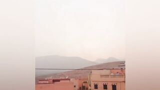 A thunderbolt lights up the sky of Ouazight, Azilal province in Morocco