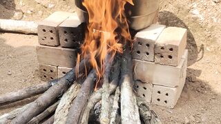 cooking rice with firewood