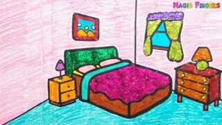 Drawing and Coloring Bedroom For Kids & Study Furniture #2