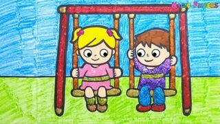 Boy and Girl on Swing | Scene Drawing Tips For Kids #3