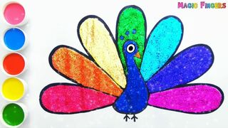 Peacock Simon Painting, Drawing | Learn Animals and Colors For Kids #5