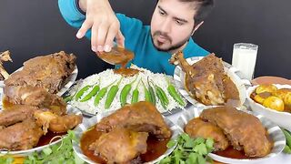 ASMR; Eating Spicy 2 Mutton Legs Curry+Spicy Chicken Thai Curry+Spicy Eggs Curry with Rice Mukbang