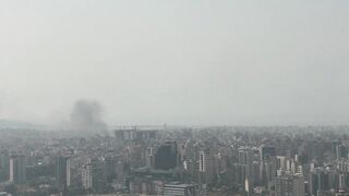 Columns of smoke billow over Beirut's southern suburbs after night of Israeli bombardment _ AFP.