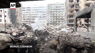 Area of Beirut suburb in ruins after series of Israeli airstrikes.