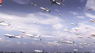 3D Fleet Of Airplanes In The Sky