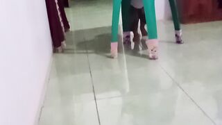 the funny behavior of a child who is learning to walk