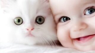 Cute Baby & Kitten