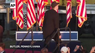 Elon Musk makes first appearance at Trump rally in Pennsylvania.