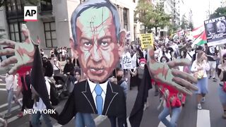 Pro-Palestinian protest staged in New York ahead of one year anniversary of Israel-Hamas war.