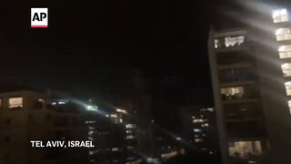 Sirens heard over Tel Aviv, Israel, amid incoming rockets.