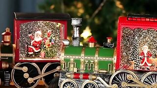 Christmas ornament train snow music box