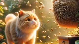 Bee's attack on the cat.#ai#viralvideo#viral shorts