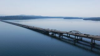 Aerial View of Beautiful Long Bridge Over Water