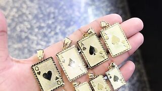 Real Gold His & Her Card Pendants