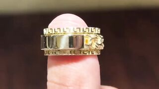 Solid Gold Greek Design Spinning Chino Link Ring