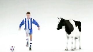 la vache joue au foot