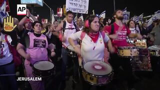 Israelis protest in Jerusalem calling for the release of hostages in Gaza.