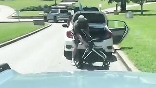 Three men try to fix stroller