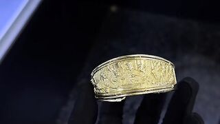 Real 14k Gold 3D Last Supper Bangle Bracelet