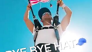 Man loses his cap while skydiving but manages to retrieve it mid-air