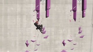 Non-professional climber attempts epic exposure on the 220m dam at Red Bull dual ascent