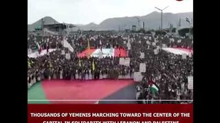 Thousands of Yemenis marchingin solidarity with Lebanon and Palestine