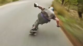 Braking too late on this one ???? #longboard #crash #fail #speed #downhill