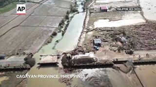 Drone footage shows damage in the Philippines by Typhoon Usagi.