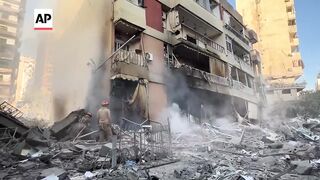 Aftermath of Israeli strikes in southern Beirut as fighting intensifies.