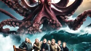 Terrifying Encounter: Giant Octopus Attacks Boat in the Middle of the Ocean!