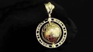 10K Yellow Gold Spinning “World Is Yours” Pendant