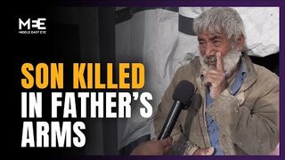 Palestinian father mourns the killing of his son after Israeli shelling