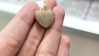 Ladies Solid 14K Gold & Natural Diamond Heart Pendant