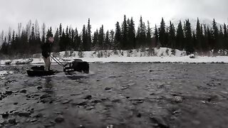 ROCKS in my Bushcraft Cot - Winter Camping in Alaska with a Survival Shelter