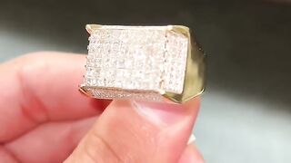 Princess Cut Diamond & Solid 14K Gold Men's Ring