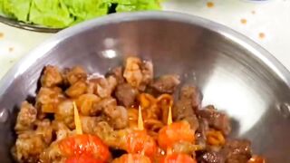 Asmr Mukbang | Eating wrap Spicy turkey noodles with lettuce,shrimp,meat, Sausage