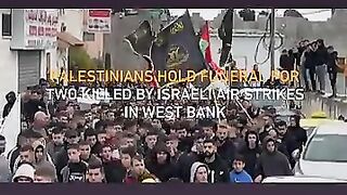 Palestinians hold funeral for two killed by Israeli air strikes in West Bank