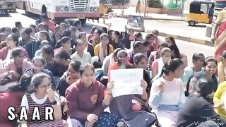 ABVP students IDPL circle Kutbullapur Protest against minimum accommodations