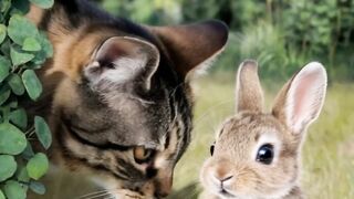 Cat and Rabbit friendship ❤️❤️????????????????#rabbit #kids #frindship